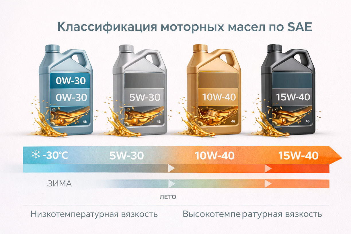 Классификация вязкости моторного масла по SAE