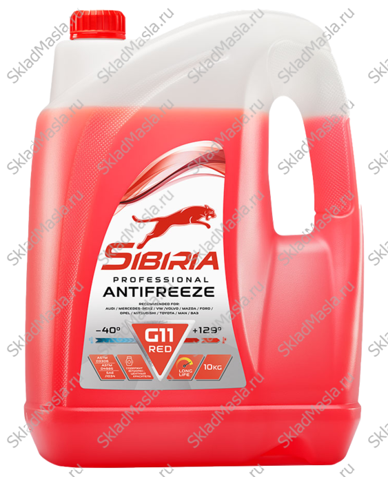 Антифриз Sibiria G11 -40 красный (канистра 10кг)